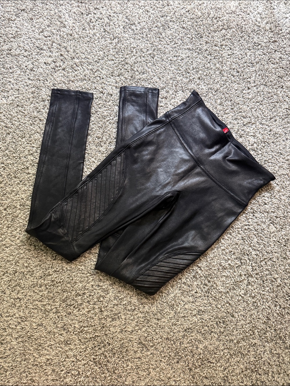 SPANX Black Motto Faux Leather Leggings - Picture 5 of 6